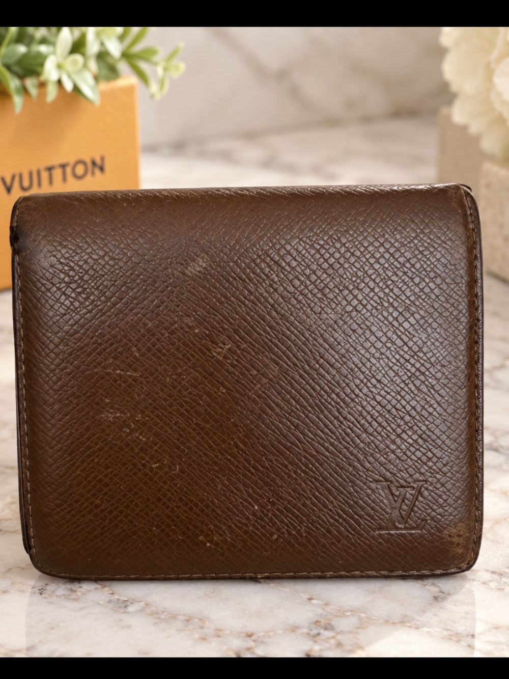 Vintage Louis Vuitton Taiga Leather Bifold Wallet Brown